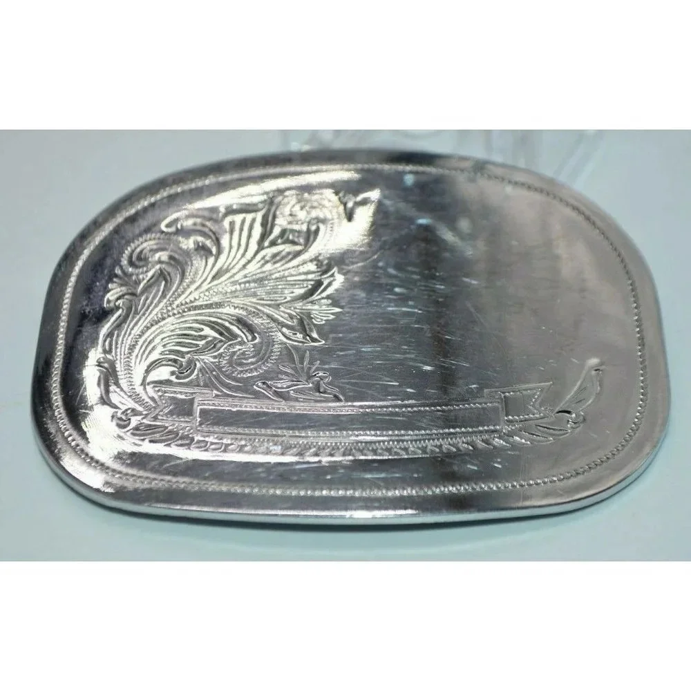 Vintage Southwestern Silver Tone Stamped Scrollwor